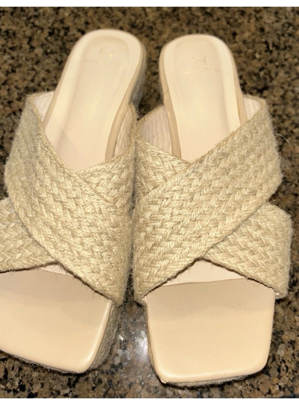 Halston Heritage Natural Woven Crisscross Slide Mules 8